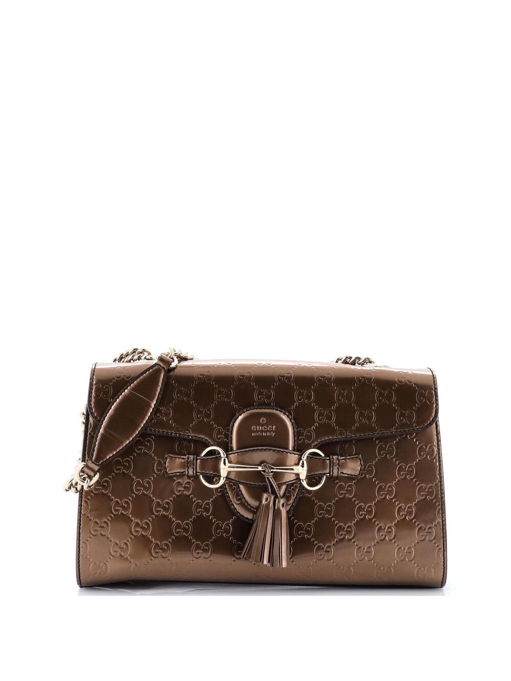 Emily Chain Flap Bag Guccissima Patent #340854G92B